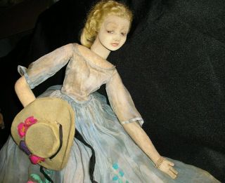 Rare Early 1920 ' s Lenci Boudoir Lady 25 inches tall Dudovich face 5