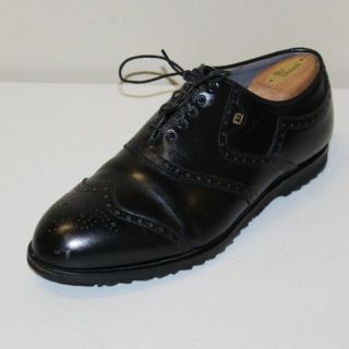 Foot - Joy Classics Made In Usa Wing - Tip Black Leather Vintage Turf Golf Shoes