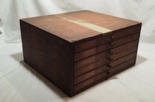 Vintage Wooden Printers KWIKPIK Type Cabinet Case 6 Drawers Brass Steel Letters 3