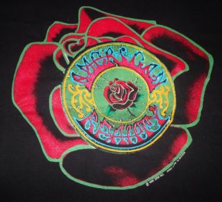 Vintage Authentic Grateful Dead 1990 Xxv American Beauty Black T - Shirt Large