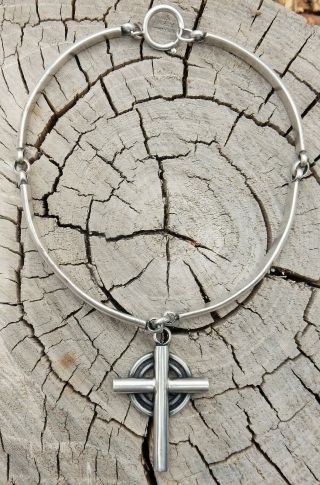 Cabin Craft Shop Ephraim Wi.  1930s - 40s Handwrought Sterling Silver Celtic Cross 2