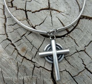 Cabin Craft Shop Ephraim Wi.  1930s - 40s Handwrought Sterling Silver Celtic Cross 7