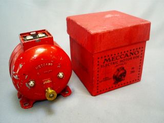 1938 Rare Boxed Vintage Meccano 6 Volt Electric Motor Eo6 & Instructions