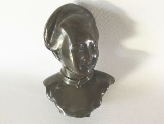 Signed Ducam French Indochina Bronze Bust Of A Vietnamese Woman Sculpture Vtg