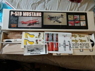 Vintage House Of Balsa (p - 51d Mustang) Remote Control Airplane Kit 49 " Wingspan