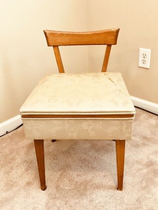 Vintage Mid Century Vanity Chair With Storage Compartment