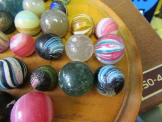 Antique - 33 EARLY GERMAN MARBLES & WOOD GAME BOARD (ALL). 3