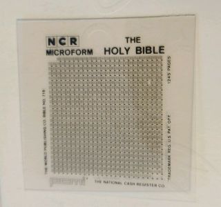 Rare Vintage Ncr Holy Bible Microform.  National Cash Register " Lunar Bible "