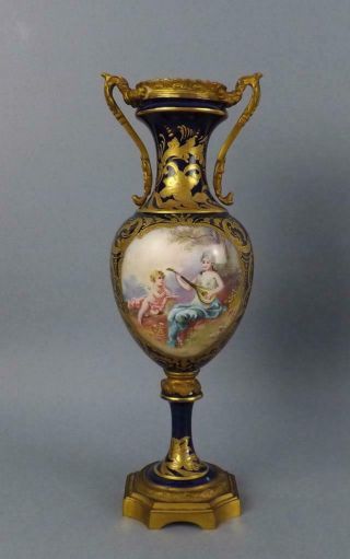 Fine Antique French Porcelain & Ormulo Mounted Sevres Vases.  circa 19c 2