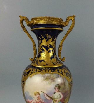 Fine Antique French Porcelain & Ormulo Mounted Sevres Vases.  circa 19c 5