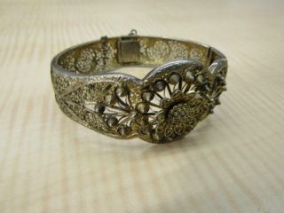 Sterling Silver Jewelry Bracelet Vintage Flower