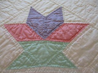 Vintage Handmade Quilt 84 X 92 Basket Floral w/swagged edges made in 1980 ' s 4