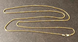 14k Italy Yellow Gold Box Square Link Chain Necklace 1.  4mm 27.  5 " 10.  1 Gram