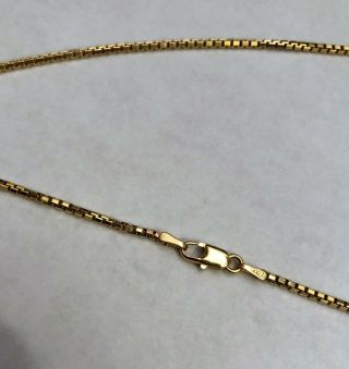 14K ITALY YELLOW GOLD BOX SQUARE LINK CHAIN NECKLACE 1.  4MM 27.  5 