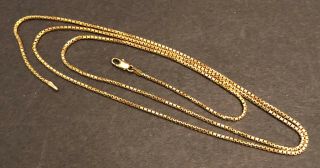 14K ITALY YELLOW GOLD BOX SQUARE LINK CHAIN NECKLACE 1.  4MM 27.  5 