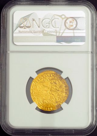 1380,  Royal France,  Charles VI.  Rare Gold Agnel (Lamb of God) Coin.  NGC AU - 58 4