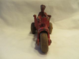 ANTIQUE CAST IRON HUBLEY 3 WHEEL INDIAN MOTORCYCLE CRASH CAR 3