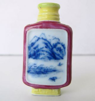 Old signed CHINESE hand - painted porcelain SNUFF BOTTLE possibly antique NO RESRV 7