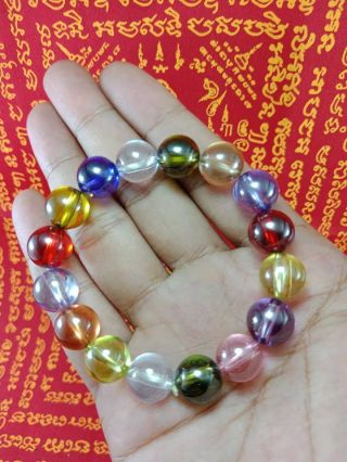 Rare Leklai Naga Eye Bracelet Multi Color Lp Somporn Magic Wealth Thai Amulet 01