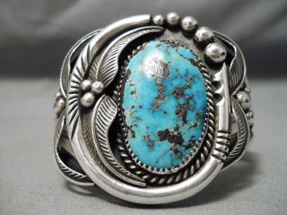 Museum Quality Vintage Navajo Huge Bisbee Turquoise Sterling Silver Bracelet Old