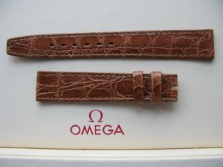 Nos Vintage Omega 16mm Brown Crocodile Strap - Stunning - Uses A 14mm Buckle