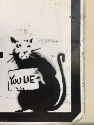 BANKSY “You Lie - Rat” 2005 Street Art NYC Traffic Sign RARE 2