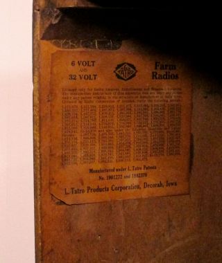 Old Antique Wood L.  Tatro Vintage Tube Radio - Restored & Tombstone 10