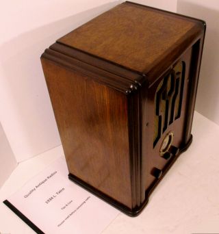 Old Antique Wood L.  Tatro Vintage Tube Radio - Restored & Tombstone 4