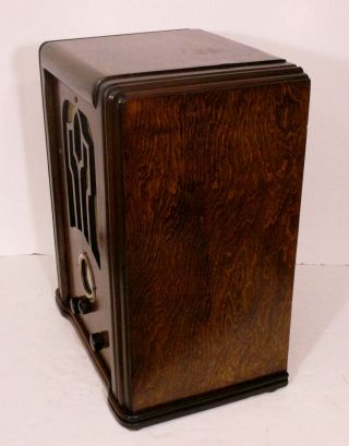 Old Antique Wood L.  Tatro Vintage Tube Radio - Restored & Tombstone 6