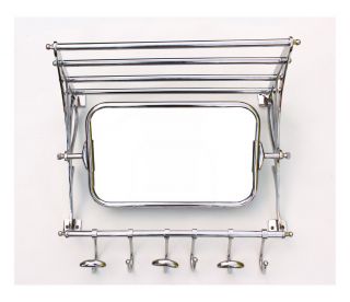 Vintage Retro Style Train Hall Luggage Wall Mounted Rack Mirror Shelf Hooks