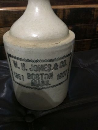 Vintage Wh Jones & Co.  Crock Stoneware Whiskey Jug 1/2 Gallon