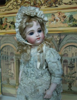 Dress And Bonnet For Antique Doll,  Bru Jumeau Steiner 15 "