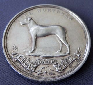 Art Deco Sterling Silver Northern Great Dane Club Watch Fob Awards Medal 1924 2