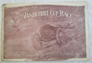 Fifth Vanderbilt Cup Road Race Program 1909 Long Island Ny Old Vtg Antique