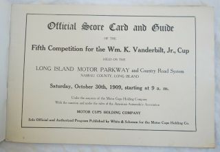 Fifth Vanderbilt Cup Road Race Program 1909 Long Island NY Old Vtg Antique 2