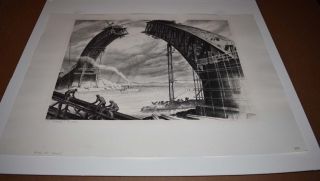 Listed American Artist JAMES ALLEN,  Signed Lithograph 1937 Rare 11