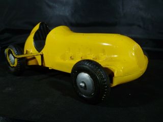 Vintage Yellow Windup Race Car Made In Usa