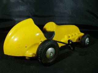 Vintage Yellow Windup Race Car Made in USA 4