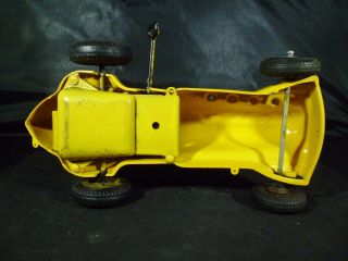Vintage Yellow Windup Race Car Made in USA 5