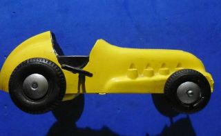 Vintage Yellow Windup Race Car Made in USA 6