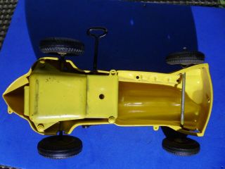 Vintage Yellow Windup Race Car Made in USA 8