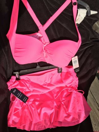 Torrid 1x Plus Size Bright Pink Melon Twist Underwire Pushup Bikini Swim Set