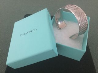 Vintage Tiffany & Co 925 Sterling Silver Mesh Cuff Bangle Bracelet 237