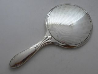 Birmingham 1925 Art Deco Solid Hallmarked Silver Hand Mirror