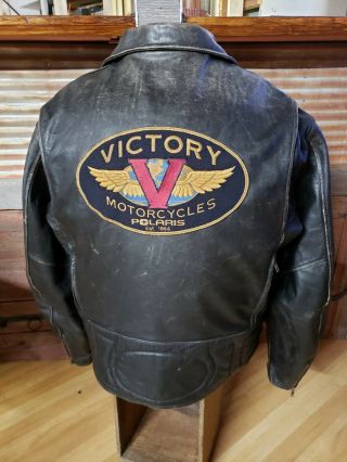 Vintage Victory Motorcycles Brown Leather Jacket 2xl