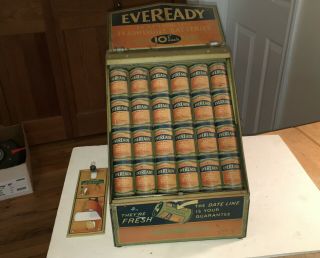 Antique 1920 ' s Eveready Batteries Tin Counter Top Store Display,  Beauty 8