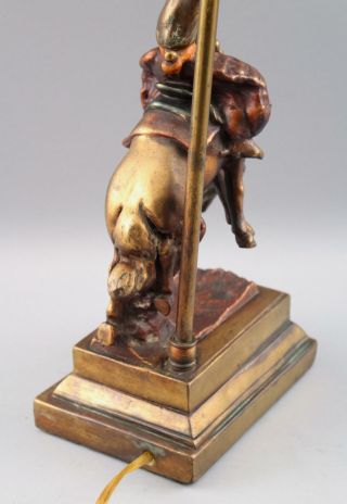 Antique Bronze Clad American Western Rodeo Bucking Bronco Cowboy Sculpture Lamp 11