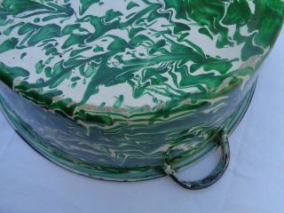 Vintage Graniteware Green & White Swirl Wash Pan 2