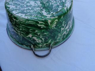 Vintage Graniteware Green & White Swirl Wash Pan 3