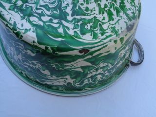 Vintage Graniteware Green & White Swirl Wash Pan 4